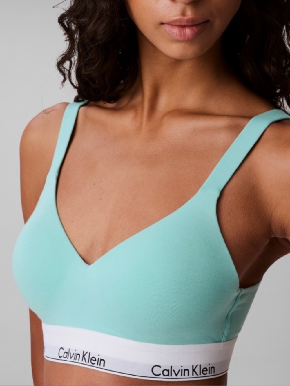 Calvin Klein Cotton Full Coverage Br Large Green Witeless Icon Bralette NWT